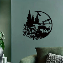 CIFbuy™ Iron Black Deer Wall Sculptures - Modern Decor with Elegant Sticker-Mural, Top Bedroom Choice, Unique Charm for Festival Statue Decor, Wall Sculptures.
