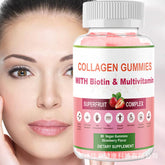 Biotin COLLAGEN Skin Beauty Vegan GUMMIES Strawberry Flavor 60 GUMMIES