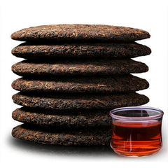 HelloYoung357g Yunnan Pu-erh Tea Pu'er Ripe Tea Menghai Spring Cooked Black Seven Cake Tea