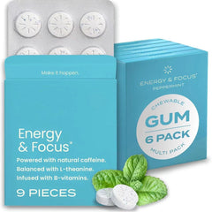 Energy Caffeine GUM(54 Pieces)- Sugar Free with L-theanine + Caffeine