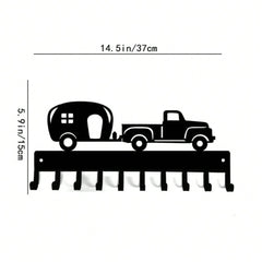 1件露营车金属钥匙架挂钩,复古卡通黑色小车门上挂钩,浴室毛巾架,家居墙壁艺术装饰