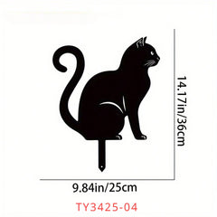 1 件可爱金属猫咪围栏艺术装饰品,适合花园派对草坪装饰