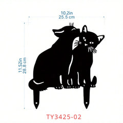 1 件可爱金属猫咪围栏艺术装饰品,适合花园派对草坪装饰