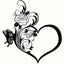 1 metal rose butterfly flower heart shape/love silhouette wall decoration, black small family love logo, suitable for home wall decoration