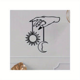 1pc Metal Wall Art Sun And Moon Puppets In The 's Hands Wall Decor Sun Rise & Sunset Minimalist Decor Gothic Single Line Art