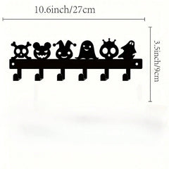 1PC Halloween Metal Wall-Mounted Rack With 6 Hooks, Pumpkin Ghost Pattern Hooks For Keys, Towels, Umbrellas, Decorative Organizer Shelf