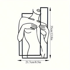一体式金属墙饰。大型少女线条壁画。单面悬挂式摆件。卧室浴室装饰。也适用于更衣室和化妆间。四季皆宜的迷人装饰品。