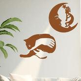 1 piece of rusty black metal cat wall decor, combines the moon metal logo with steel. The modern cat silhouette wall art sculpture is unique and charming. Full of artistic sense, adding a vivid atmosphere to the space, a great choice for home decorat