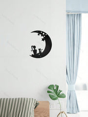 1 Pc Beautiful Girl With A Kitten Sitting On The Stars And The Moon Metal Wall Decoration: Gorgeous Interior Decoration, Creating A Sense Of Family Happiness, Suitable For Various Spaces Such As Halls And Bedrooms, Suitable For Various Festivals