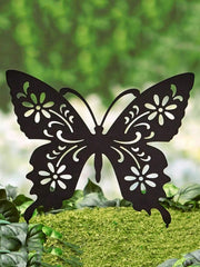 1 Piece Butterfly Shape Metal Ground Plug Decoration, Suitable For A Variety Of Outdoor Scenes Such As Courtyards, Gardens, Lawns, Etc. Metal Ground Plug Decoration, Metal Garden Decoration.