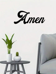 1 PC Home Decor Iron Simple Black Metal AMEN Alphabet Wall Decoration Wall Stickers, Living Room Bedroom Universal Personalized Gift