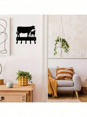 "1pc Cow Shaped Wall Hook - Cute Animal Wall Hooks for Keys, Hats & Decor, Farmhouse Bathroom & Bedroom Organization, SHEIN Home Accessories"