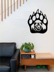 "Black Metal Iron Bear Wall Art - Handcrafted Gothic Home Decor with Bear Paw Design, Perfect for Living Room & Bedroom - Unique Personalized Gift for Housewarming, Birthday, and Wall Decoration"
