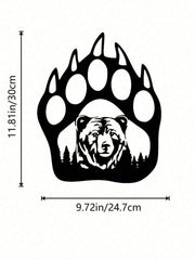 "Black Metal Iron Bear Wall Art - Handcrafted Gothic Home Decor with Bear Paw Design, Perfect for Living Room & Bedroom - Unique Personalized Gift for Housewarming, Birthday, and Wall Decoration"