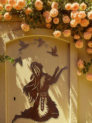 "2Pcs/Set Southwestern Style Metal Wall Art - Spiritual Woman & Tribal Design, Boho Chic Home Decor, Native American Inspired, West Indies Style, Handcrafted for Living Room, Bedroom"