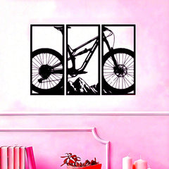 3pcs Mountain Bike/Musical Instruments Music Style Metal Wall Decor Home Living Room Office Music Classroom Restaurant Hanging Outdoor and Indoor Wall Decor,Suitable for modern home decor