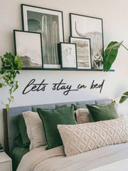 1pc "Let's Stay In Bed" Metal Sign, Metal Wall Decor, Metal Art, Wall Hanging, Inspirational Quote Wall Decor, Metal Plaque, Wall Plaque, Housewarming Gift