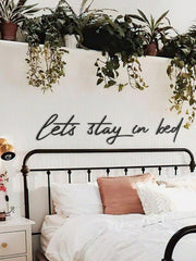 1pc "Let's Stay In Bed" Metal Sign, Metal Wall Decor, Metal Art, Wall Hanging, Inspirational Quote Wall Decor, Metal Plaque, Wall Plaque, Housewarming Gift
