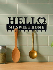 1pc Metal Welcome Keychain Holder - Wall-Mounted Key Hook Rack In Black. Features A Welcome Sign Design, Perfect For Organizing Entryways In Living Rooms, Bedrooms, Or Offices. Ideal For Key Storage And Hanging Keychains.