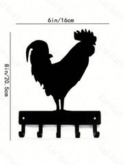 1 PC Country Chic Decor Midnight Rooster Wall Hook - Matte Black Farm Metal Hanger with Comb Texturing | Rustic Organizer for Keys & Aprons , applicable to multiple areas such as lounges and sleeping quarters.Suitable for Christmas, Halloween, Thanksgivin