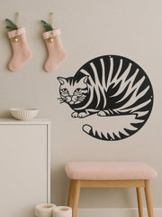 1PC Geometric Cat Wall Art - Mid-Century Modern Metal Silhouette with Angular Lines, Laser Cut Feline Decor for Living Room & Office, Cat Lover Gift,Suitable for Christmas, Halloween, Thanksgiving, Valentine's Day Gifts, Suitable for Modern Home Decor, Ho