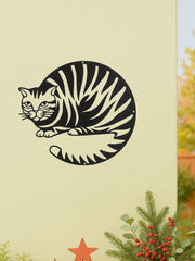 1PC Geometric Cat Wall Art - Mid-Century Modern Metal Silhouette with Angular Lines, Laser Cut Feline Decor for Living Room & Office, Cat Lover Gift,Suitable for Christmas, Halloween, Thanksgiving, Valentine's Day Gifts, Suitable for Modern Home Decor, Ho
