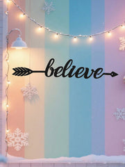 1PC Believe Archery Wall Art - Laser Cut Arrow & Bow with Inspirational Motif, Wrought Iron Office Decor for Study Room or Gym, Graduation Gift, Suitable for Christmas, Halloween, Thanksgiving, Valentine's Day Gifts, Suitable for Modern Home Decor, Home D