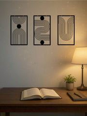 Three abstract geometric metal wall art pieces, perfect for living rooms, bedrooms, or studios. These iron crafts blend abstract shapes with artistic sophistication, showcasing unique decorative charm,Suitable for modern home decor, home decoration, room