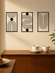 Three abstract geometric metal wall art pieces, perfect for living rooms, bedrooms, or studios. These iron crafts blend abstract shapes with artistic sophistication, showcasing unique decorative charm,Suitable for modern home decor, home decoration, room