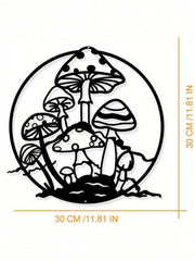 单件圆形铁艺壁饰,黑色植物花卉图案。适用于客厅或卧室等室内空间。是送给植物和花卉爱好者的完美个性化礼物,也适合房间装饰。