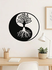 Metal Tree of Life Wall Art, featuring a Yin Yang design, is exquisitely crafted to elevate your living room and home décor. This metal wall piece harmonizes modern style with natural elements, adding a touch of elegance and balance to your space,Suitable