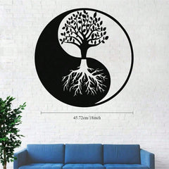Metal Tree of Life Wall Art, featuring a Yin Yang design, is exquisitely crafted to elevate your living room and home décor. This metal wall piece harmonizes modern style with natural elements, adding a touch of elegance and balance to your space,Suitable