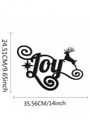Elegant Black Metal Heart "JOY" Wall Art - Premium Holiday Decor Crafted From High-Quality Materials. A Heartfelt Seasonal Gift And Sophisticated Dimensional Sculpture, Adding Artistic Charm To Festive Celebrations, Suitable For Modern Home Decor, Home De
