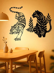 2 pcs Bohemian Tiger brother Metal Wall Art - Striking wild cat decor featuring intricate wildlife artistry. Durable, waterproof metal wall decor perfect for living rooms, bedrooms & studies. An ideal housewarming gift with easy-remove installation.Suitab