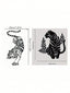 2 pcs Bohemian Tiger brother Metal Wall Art - Striking wild cat decor featuring intricate wildlife artistry. Durable, waterproof metal wall decor perfect for living rooms, bedrooms & studies. An ideal housewarming gift with easy-remove installation.Suitab
