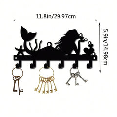 1 Piece Mermaid Metal Wall-Mounted D Rative Hook For Bedroom And Living Room, Wall Ornament For Hallway, Coastal Nautical Accent, Metal Hook With Modern Finish, Ideal For Towel, Bag, Hat Organization, Space-Saving Home Accessory, Easy Install, Versatile D