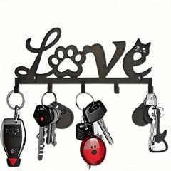 Cute Cat Paw Key Holder - Decorative Wall Mounted Storage Rack | Durable Metal Material, Space Saving, Adorable Cat Design, Easy To Install, Perfect Gift For Cat Lovers | Fun Cat Themed Decor | Sturdy Metal Shelf, Suitable For Cat Supplies