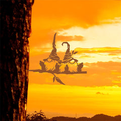 Magical 1pc Metal Twig With Gnomes & Mushrooms - Ideal For Outdoor Yard, Wall Sculpture Feature.Wall Sculptures.