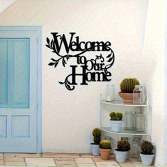 Welcome to Our Home" Metal Wall Plaque - Ready-to-Hang Entryway Sign | Instant Cozy Farmhouse Decor-Heartwarming Entryway & Living Room Decor.Decorative Signs & Plaques