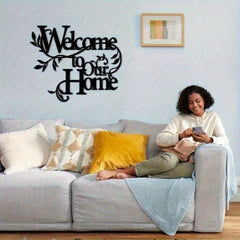 Welcome to Our Home" Metal Wall Plaque - Ready-to-Hang Entryway Sign | Instant Cozy Farmhouse Decor-Heartwarming Entryway & Living Room Decor.Decorative Signs & Plaques
