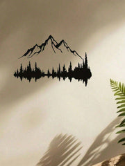 Black Metal Wall Art Set of 2 - Mountain and Forest Tree Sculpture, Large 16" x 7.1" Rustic Modern Wall Décor for Farmhouse, Living Room, Bedroom, Patio & Garden | Indoor & Outdoor Weather Resistant Metal Wall Hanging | Unique Housewarming Gift, Durable H