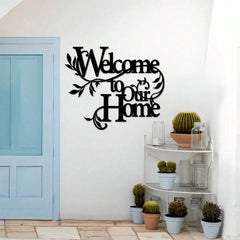 Welcome to Our Home Metal Wall Sign Rustic Farmhouse Decor for Porch Entryway Living Room Indoor Outdoor Welcome Plaque Housewarming Gift
