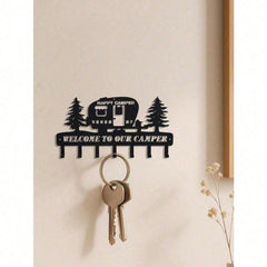 Heavy Duty Wrought Iron Wall Hooks with Pine Tree Design, rustic farmhouse style. Ideal for entryway, bathroom and more, practical organizer and nice gift for various festivals.