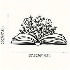 Floral Metal Book Shaped Wall Art Floral Sign Modern Wall Decor for Library Living Room Nursery Bedroom Ideal Gift for Book Lovers