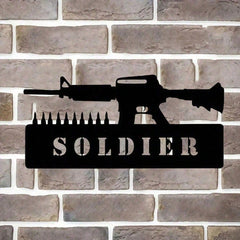 Vintage American Military Tin Sign, Rustic Patriotic Soldier Wall Art For Man Cave Garage, US Army Veteran Gift For Men Husband Dad Retirement