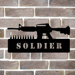 Vintage American Military Tin Sign, Rustic Patriotic Soldier Wall Art For Man Cave Garage, US Army Veteran Gift For Men Husband Dad Retirement