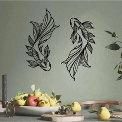 CIFbuy™ Artisanal Exquisite 2pcs Koi Metal Wall Art - Handcrafted School of Fish Sculpture, Rustic-Chic Living Room Decor with Artisanal Pediment - Wall Sculptures.