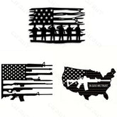 3pcs American Flag Gun Metal Wall Art - Durable Metal Construction, Wall-Mounted Design - Patriotic Independence Day Decor, 4th of July Gift, Classic Rugged Elegance for Home and Office, Statue Wall Decoration