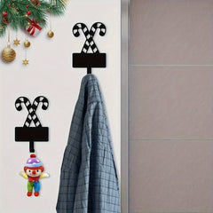 HelloYoung Festive Metal Candy Cane Utility Hooks, Perfect for Key & Belt Hanging, Ideal Christmas Wall Decor for Festive Occasions, Durable Hanging Organizer, Cute Holiday Themed Hooks for Entryway Kitchen