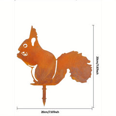 CIFbuy™ Rusty Squirrel Garden Metal Yard Art - Handmade Corten Steel Statue with Rustic Patina, Outdoor Garden Decoration Adding Rustic Elegance, Metal Craft for Yard Beauty, Unique Collectible Figurines.